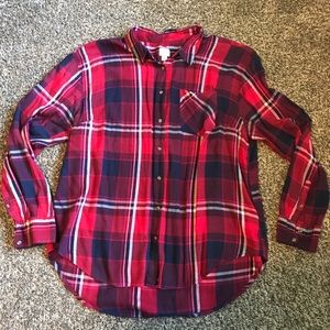 A New Day Red Plaid button flannel Sz XXL